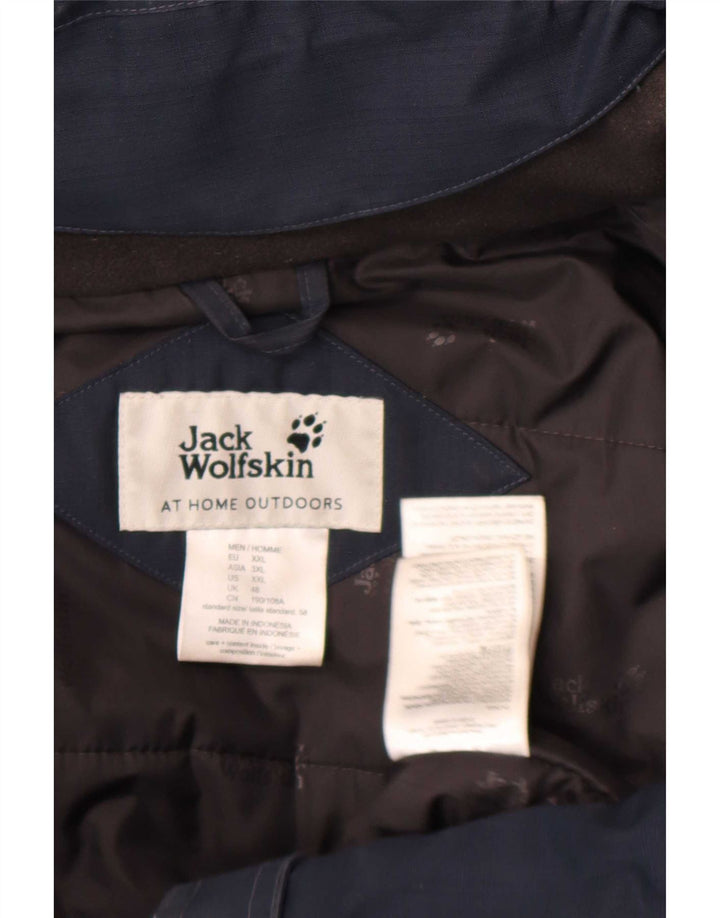 Jack Wolfskin Herre Hooded Windbreaker Coat UK 48 2XL Navy Blue Polyester