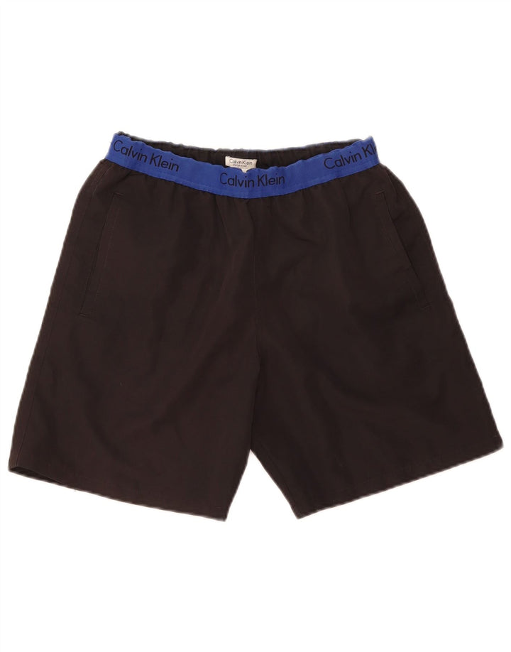 Calvin Klein Herre grafiske svømmeshorts Small Black Colourblock Polyester