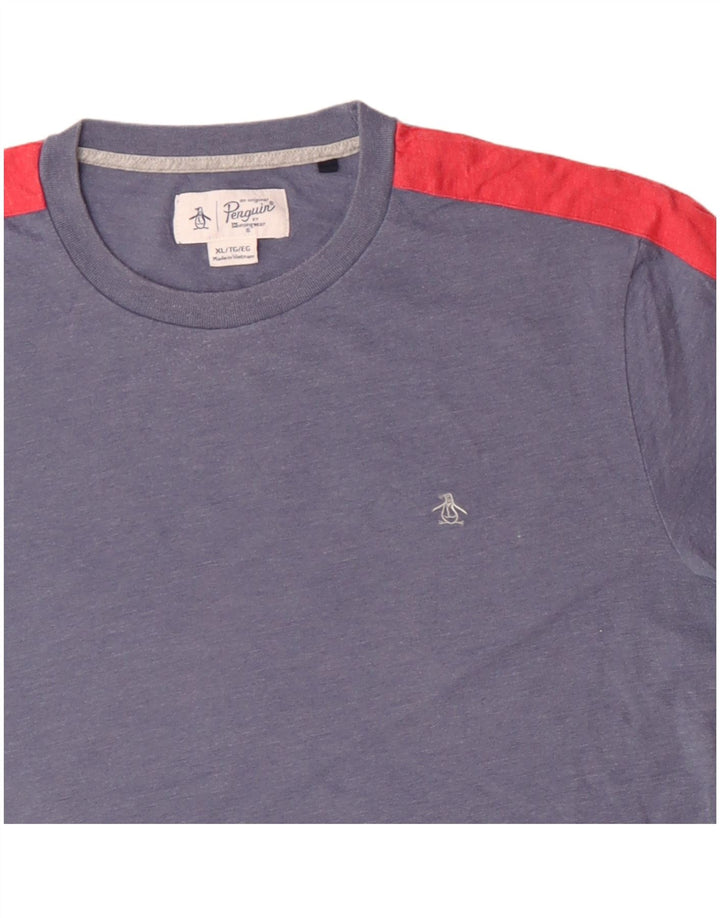 PENGUIN Herre T-Shirt Top XL Blå Colourblock