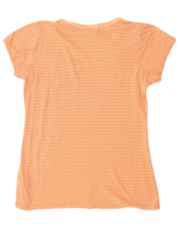 G-Star Womens T-Shirt Top UK 12 Medium Orange Pinstripe Cotton