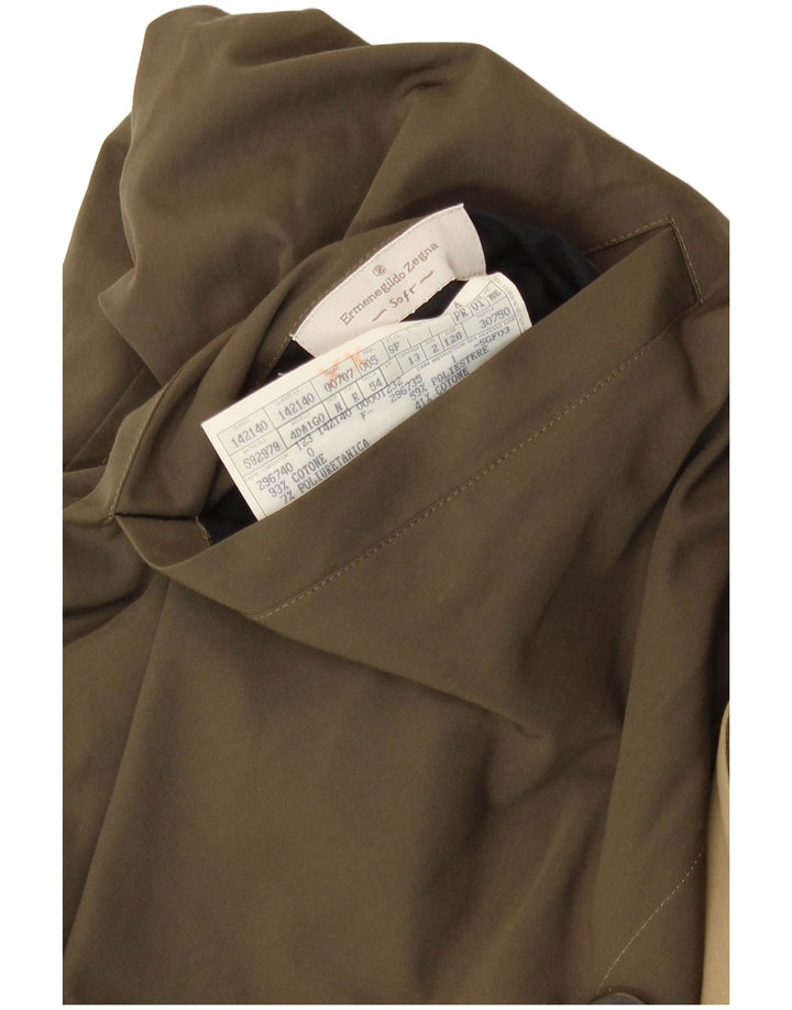 Ermenegildo Zegna Herre Blød Vendbar Overfrakke IT 54 2XL Khaki Polyester