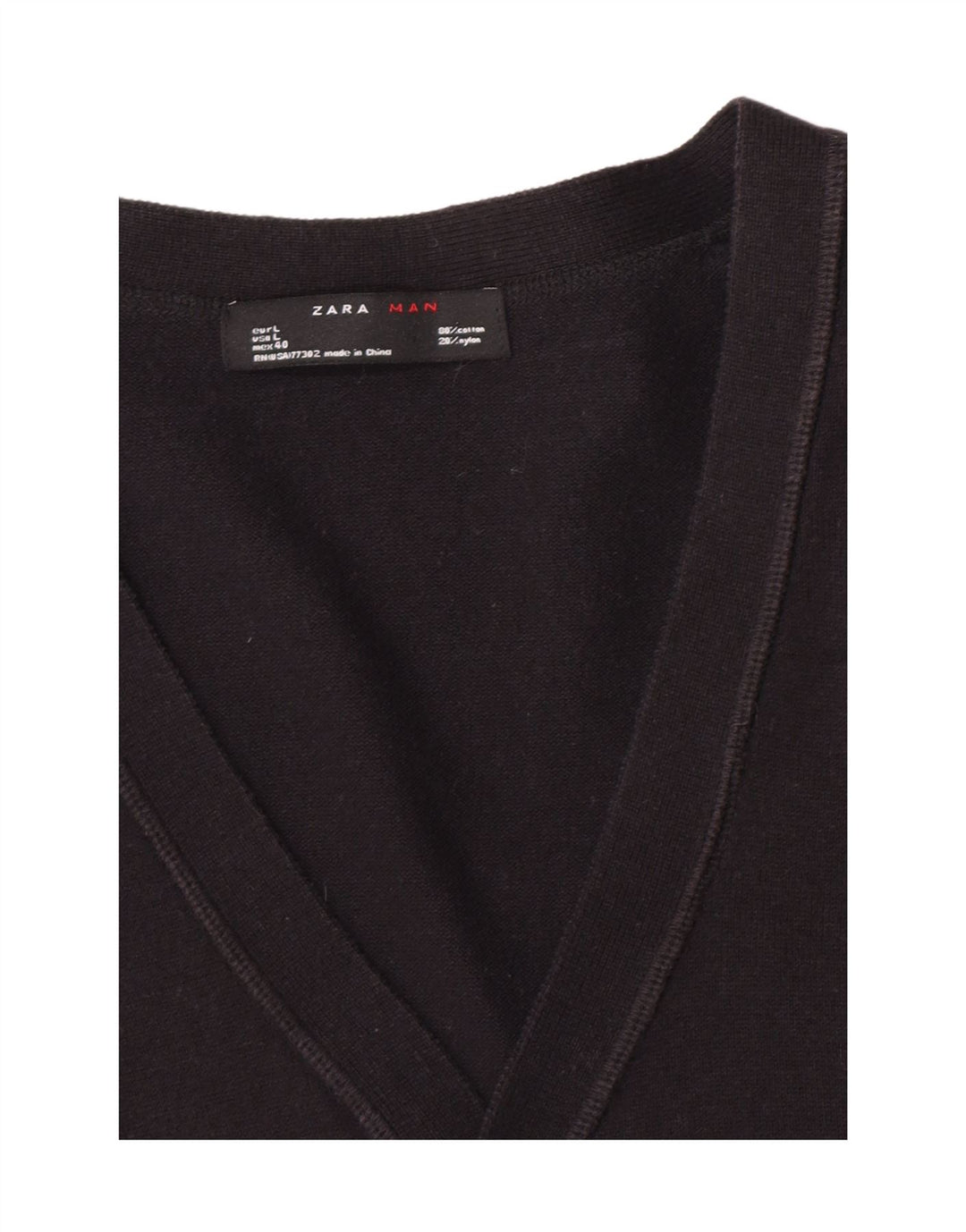 Zara Herre Cardigan Sweater Stor Sort Bomuld