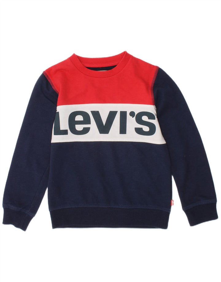 Levi's Boys Sweatshirt Jumper 4-5 år Navy Blue Colourblock Classic