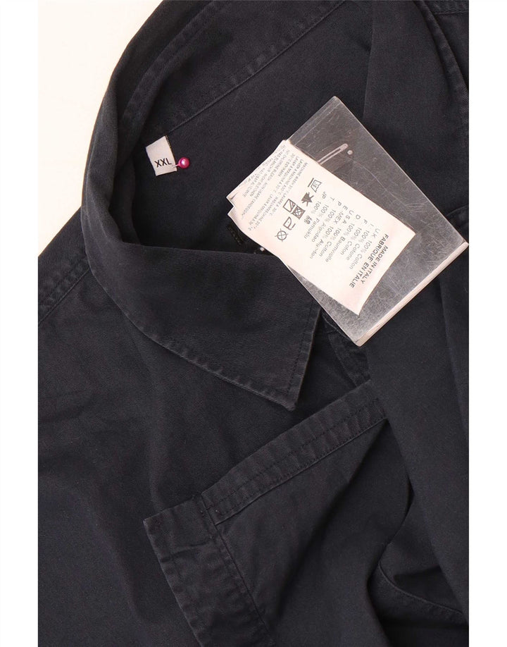 Vintage herre vestlig skjorte 2XL marineblå bomuld