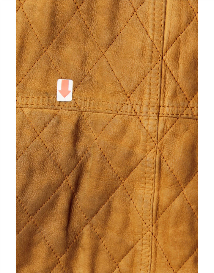 TIMBERLAND Mens Windbreaker Coat UK 38 Medium Brown Argyle/Diamond Leather Vintage Timberland and Second-Hand Timberland from Messina Hembry 