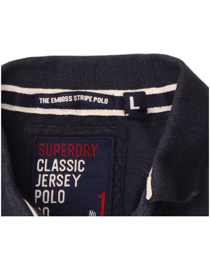 Superdry Grafisk Rugby Polo Shirt til mænd Stor marineblå Colourblock Bomuld