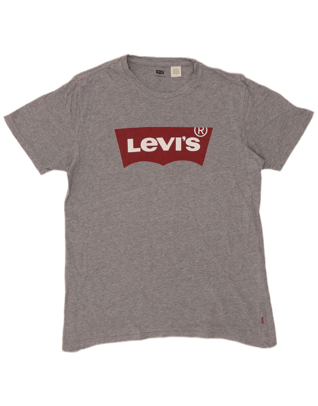LEVI'S Herre grafisk T-shirt top mellemgrå flækket bomuld