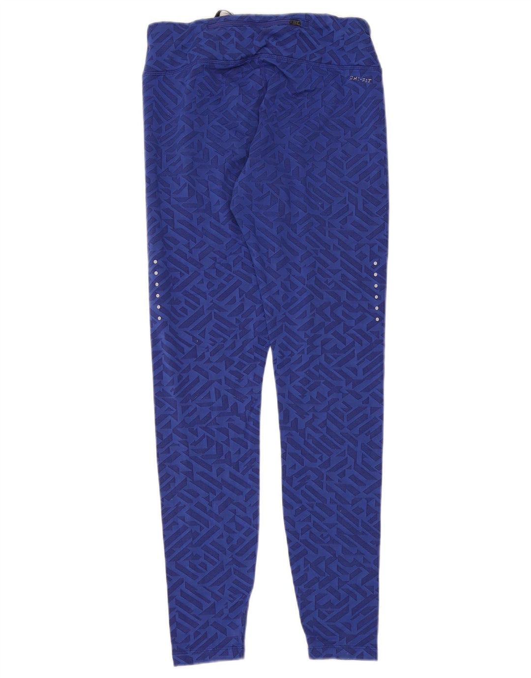 NIKE Womens Dri Fit Leggings UK 10 Small  Blue Geometric Nylon
