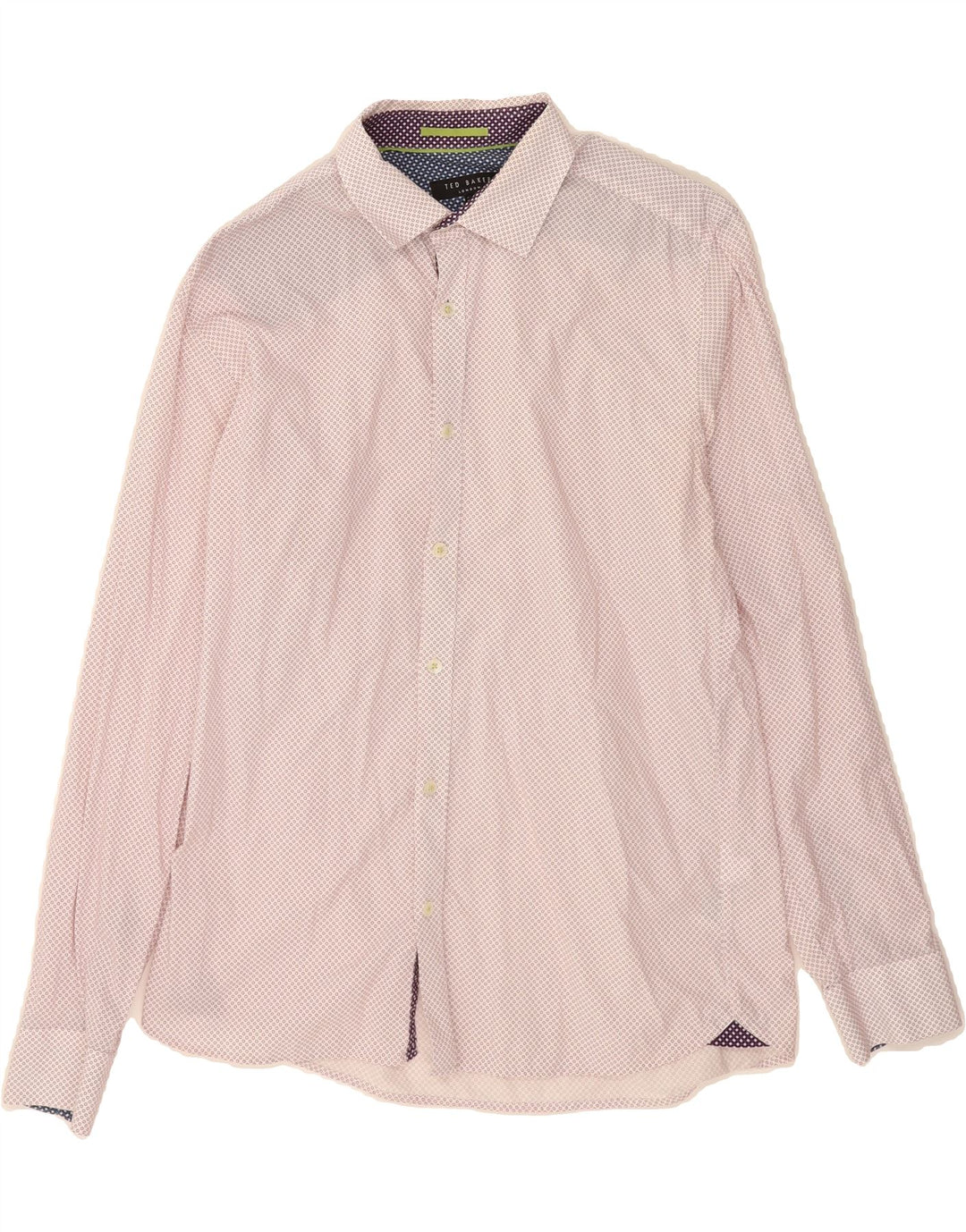 TED BAKER Mens Shirt Size 15 1/2 Medium Pink Geometric Cotton Vintage Ted Baker and Second-Hand Ted Baker from Messina Hembry 