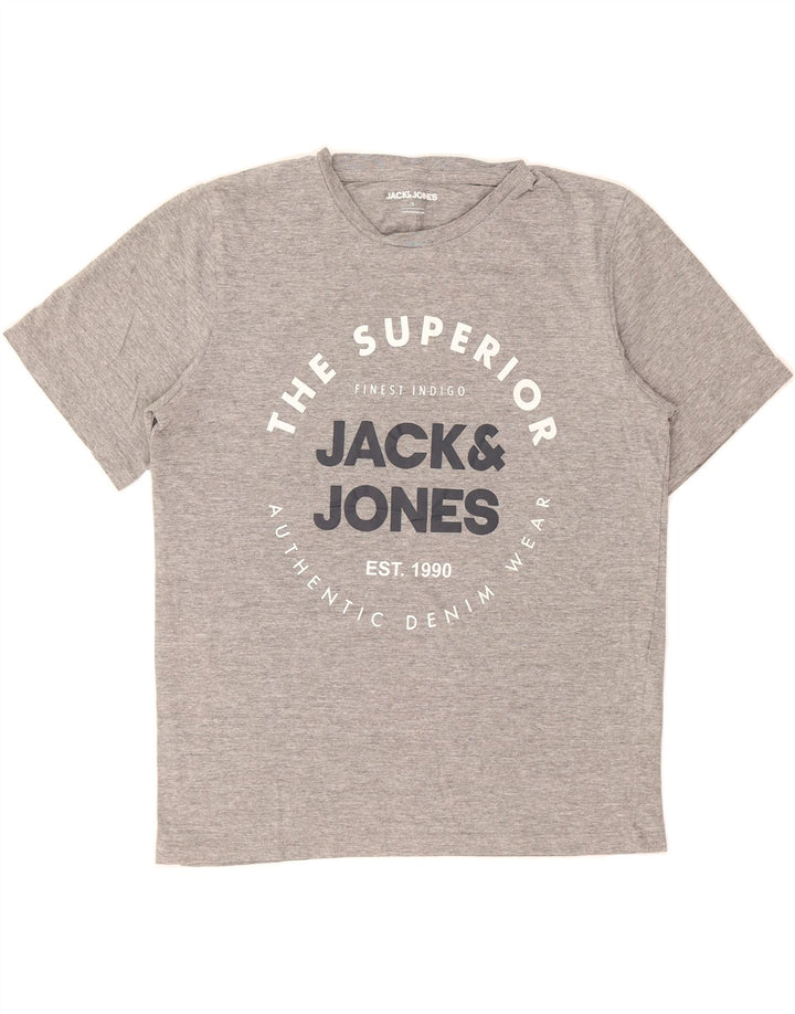 JACK & JONES Mens Graphic T-Shirt Top Small Grey Cotton Vintage Jack & Jones and Second-Hand Jack & Jones from Messina Hembry 