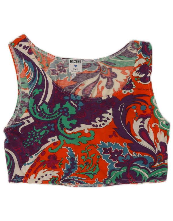 Moschino Womens Crop Top UK 16 Large Multicolor Paisley Cotton