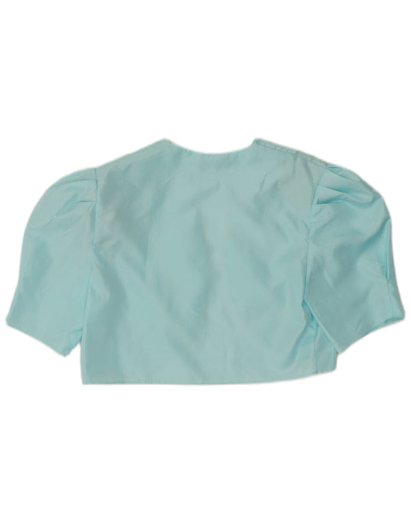 Vintage dame Bolero Top UK 12 Medium Blue Polyester