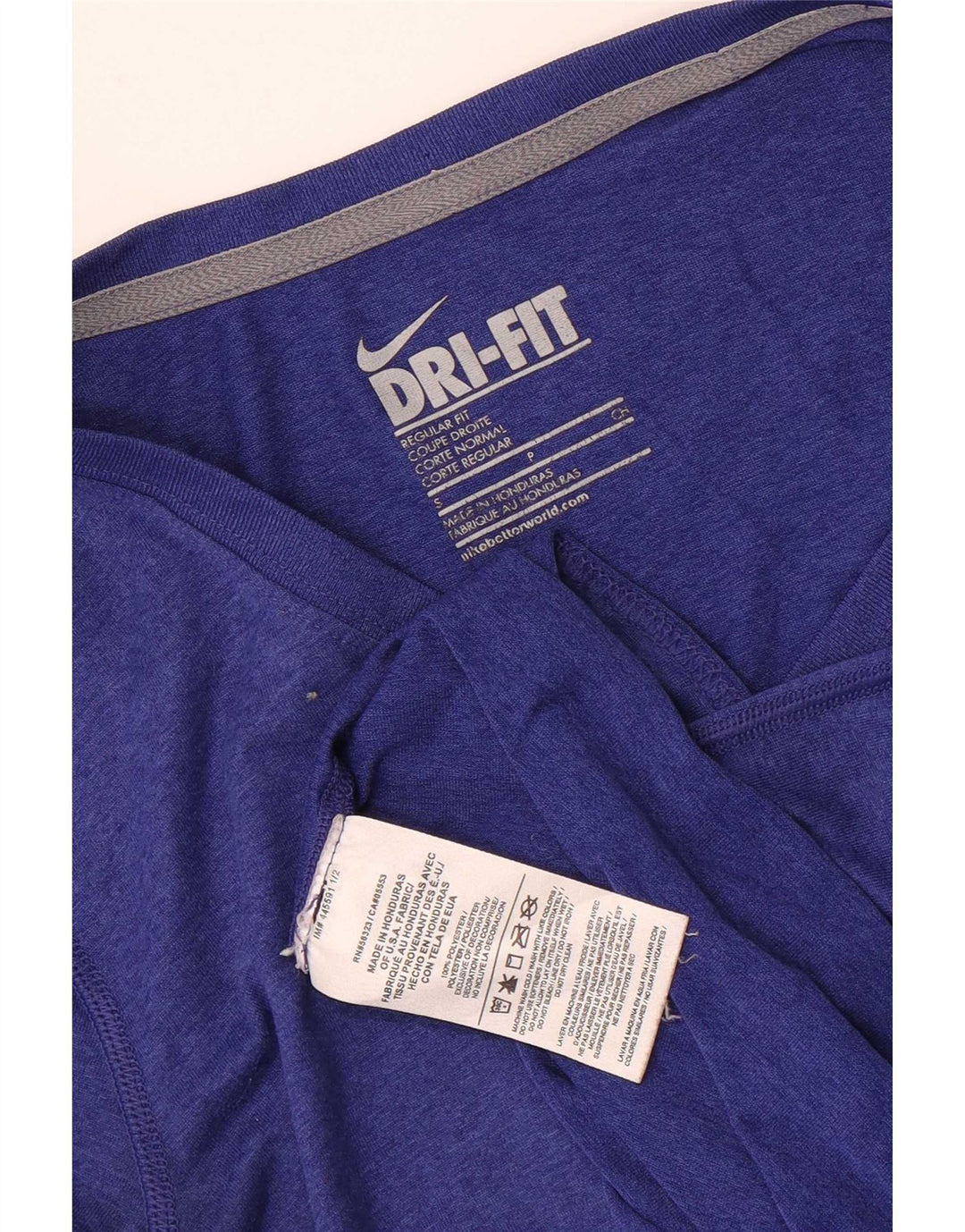 Nike Dame Dri Fit Regular Fit T-Shirt Top UK 10 Small Blue Polyester