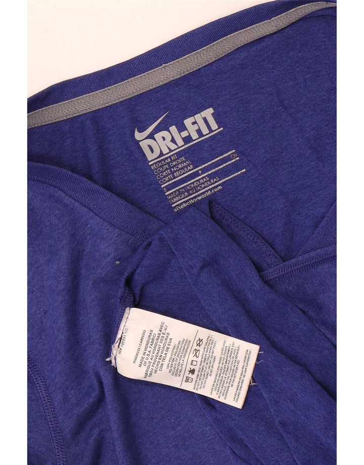 Nike Dame Dri Fit Regular Fit T-Shirt Top UK 10 Small Blue Polyester