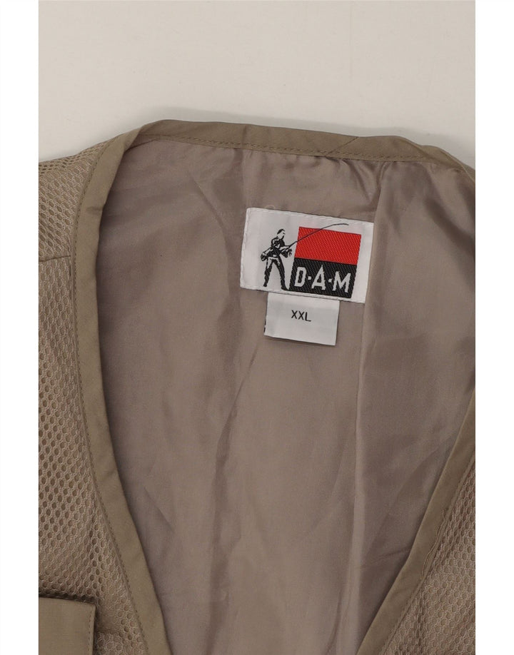 VINTAGE Mens Utility Gilet UK 44 2XL Beige Polyester