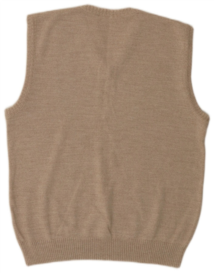 Strickmoden Herrevest Tank Top UK 38/40 Medium Beige Geometrisk Polyacryl