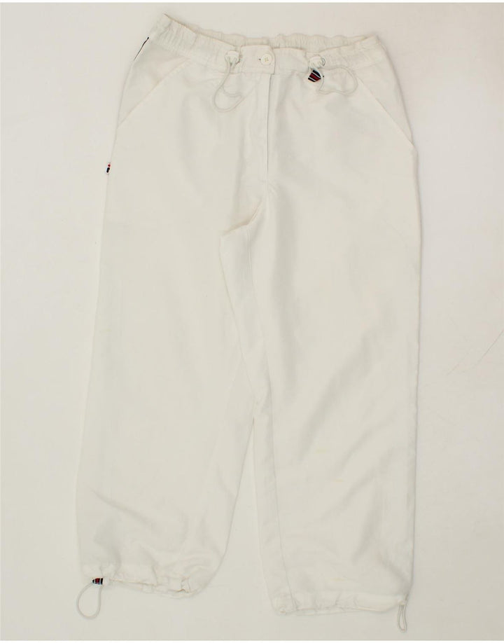 FILA Womens Graphic Capri Trousers Small W30 L23 White Polyester Vintage Fila and Second-Hand Fila from Messina Hembry 