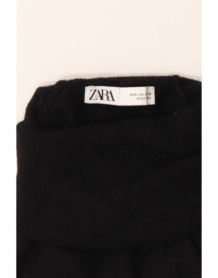Zara Dame Roll Neck Jumper Sweater UK 10 Small Black Wool