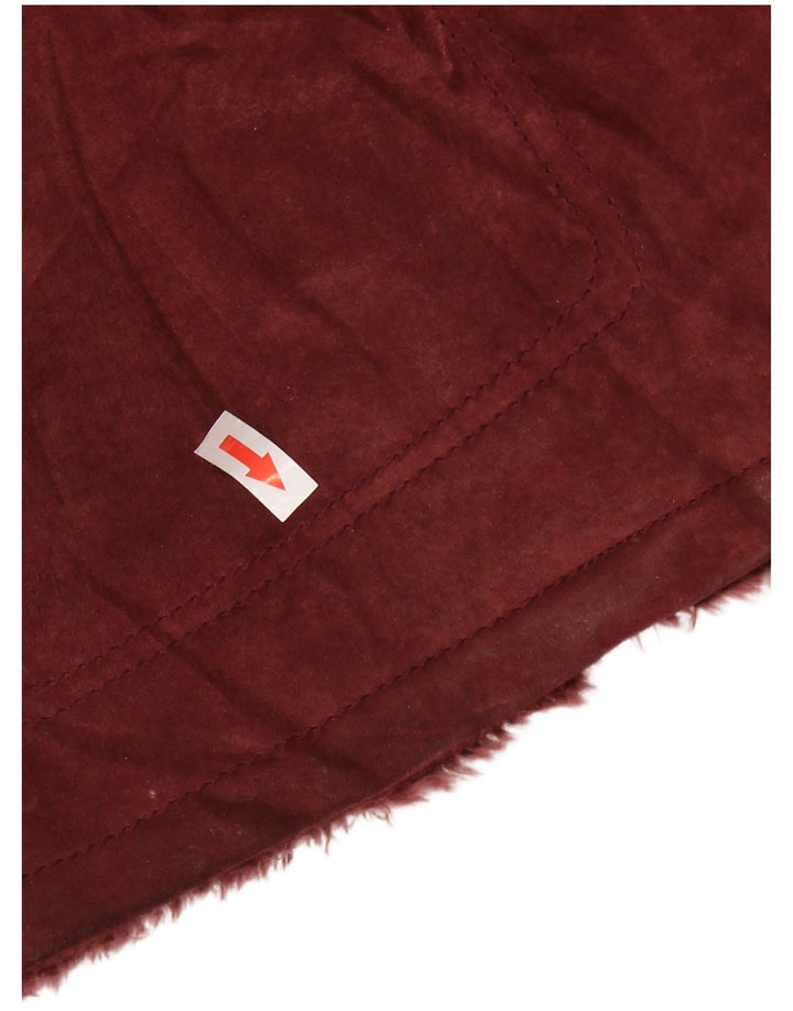 VINTAGE Sherpa Ruskindsjakke til kvinder UK 14 Medium Burgundy Læder