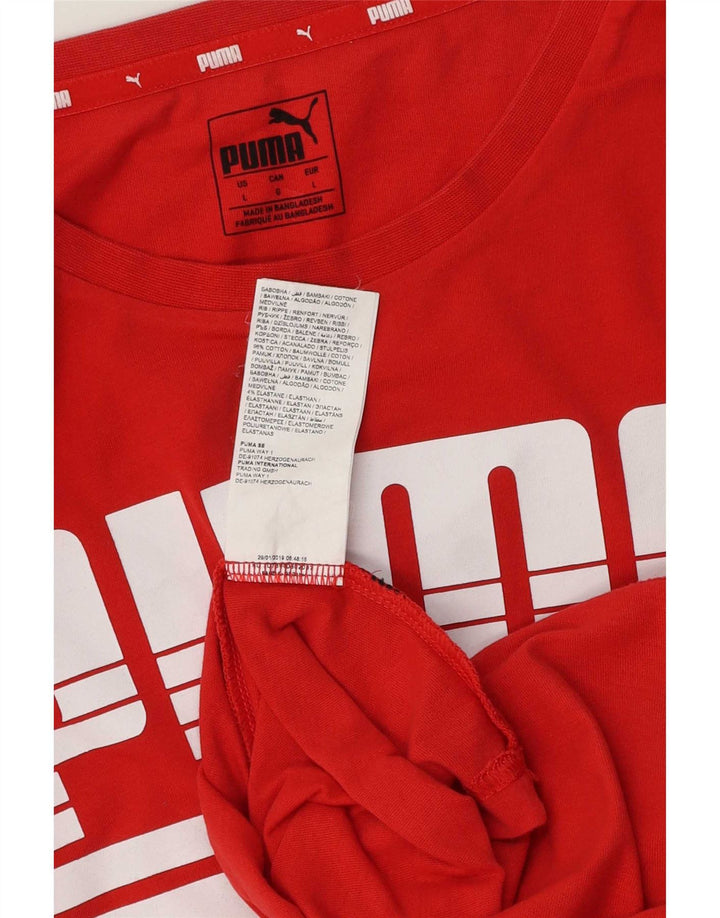 Puma Herre Grafisk T-Shirt Top Stor Rød Bomuld
