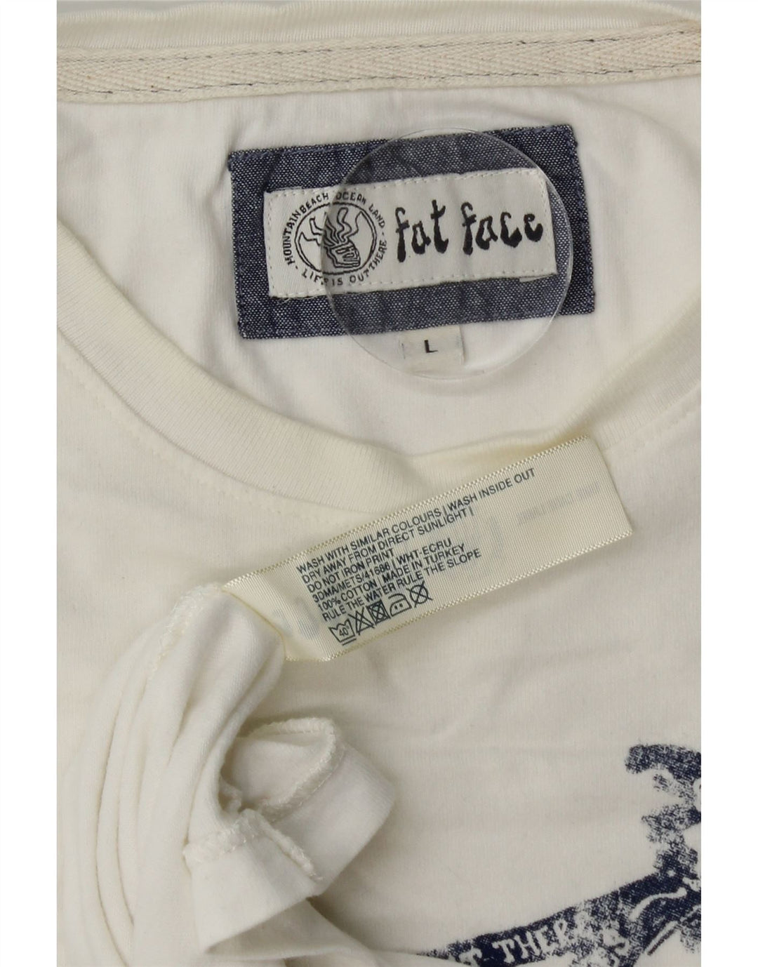 Fat Face Herre Grafisk T-Shirt Top Stor Hvid Bomuld
