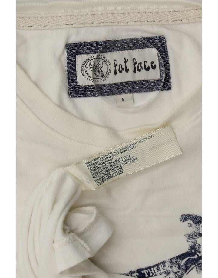 Fat Face Herre Grafisk T-Shirt Top Stor Hvid Bomuld