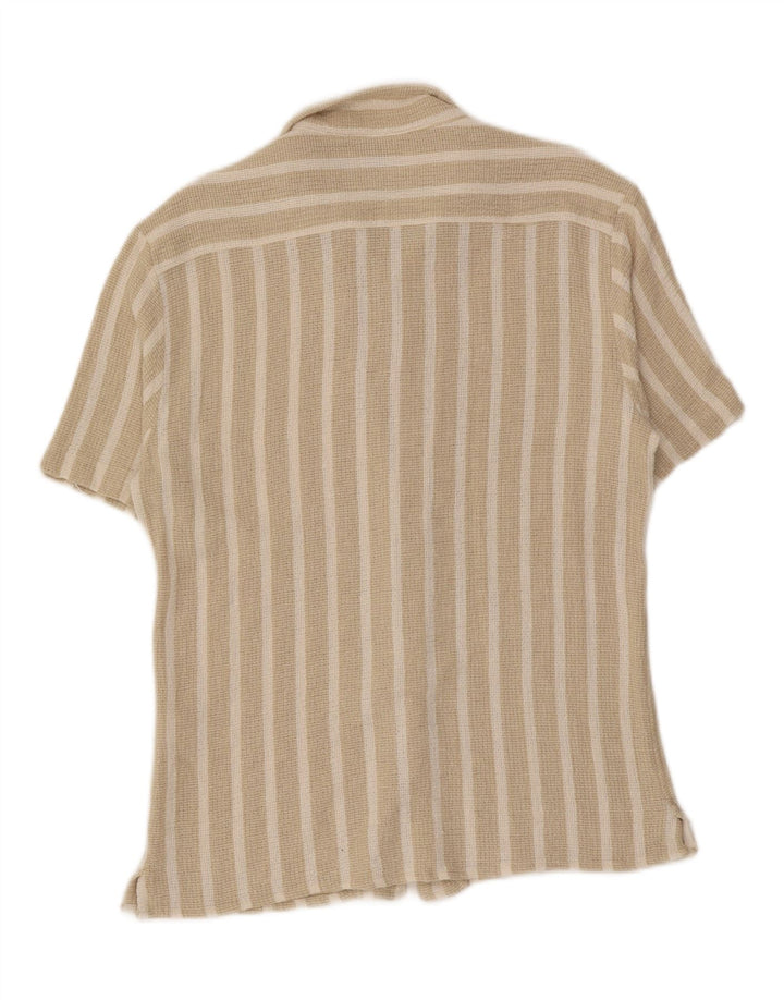 Zara Herre kortærmet Relaxed Fit skjorte Stor beige stribet