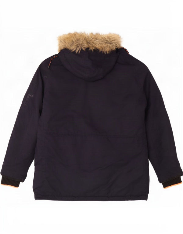 Superdry Parkajakke med hætte til mænd UK 44 2XL marineblå polyester