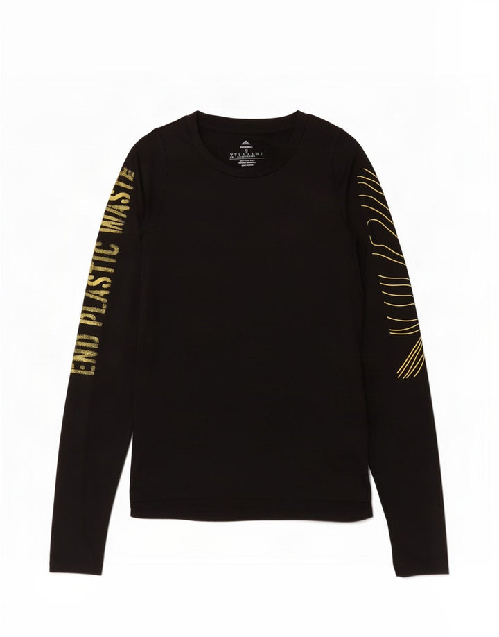 Adidas Dame Grafisk Top Langærmet UK 8/10 Small Black Polyester