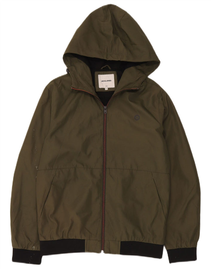 Jack & Jones Herre hætte vindjakke UK 36 Small Khaki Polyester