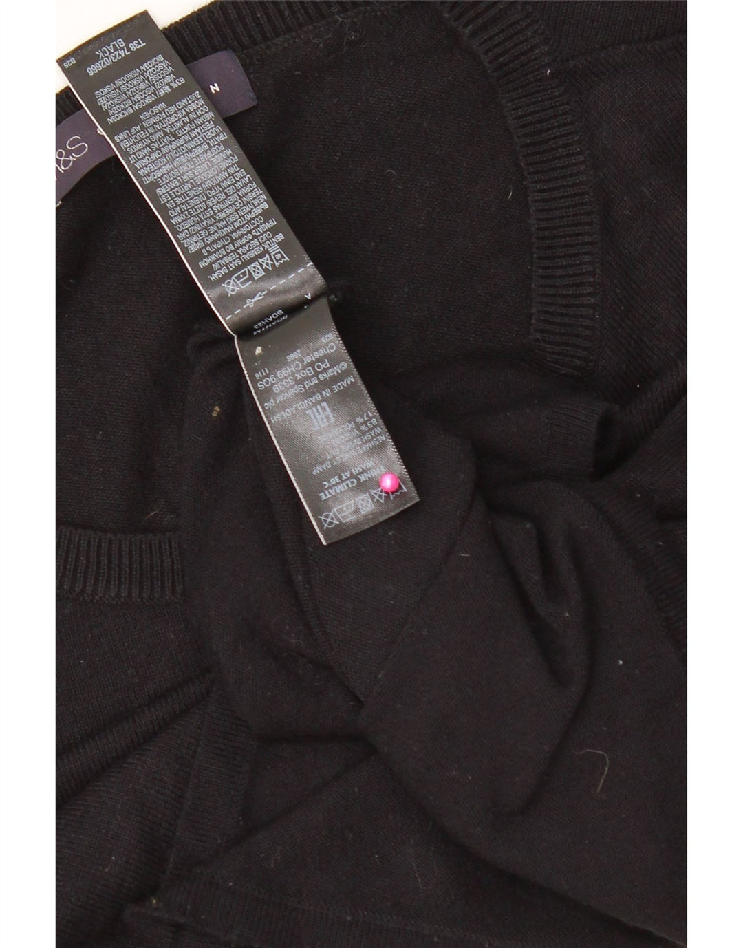 Marks & Spencer Dame Oversized Top 3/4 ærme UK 8 Small Black Viscose