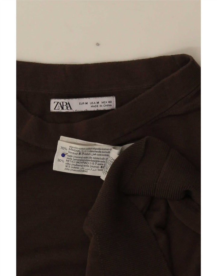 Zara dametrøjetrøje med rund hals DK 14 Medium brun bomuld