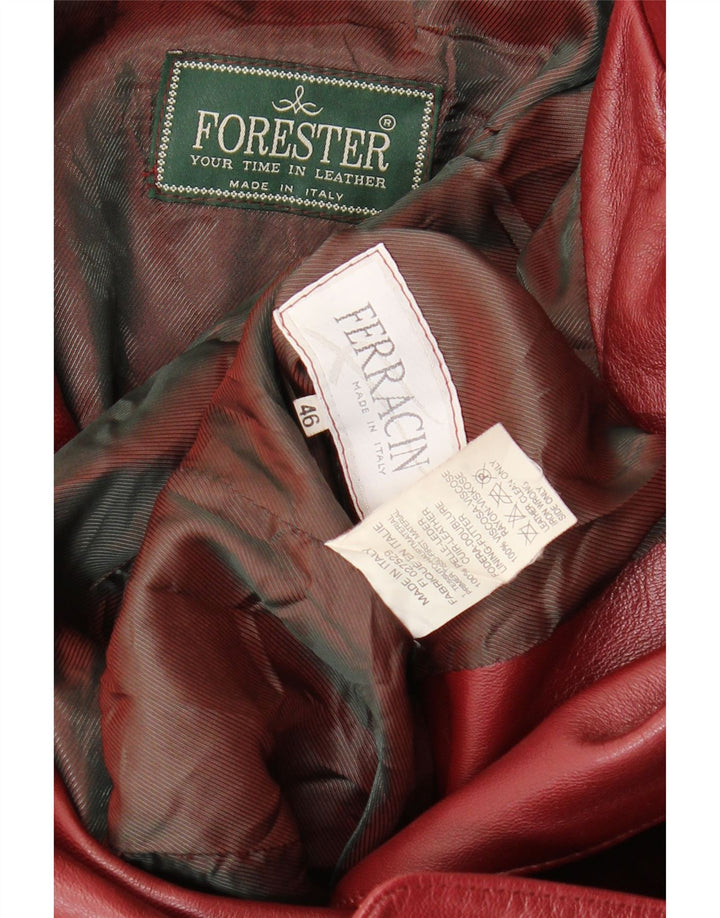 Forester Dame 3-knaps læder blazerjakke IT 46 Large Burgundy Læder