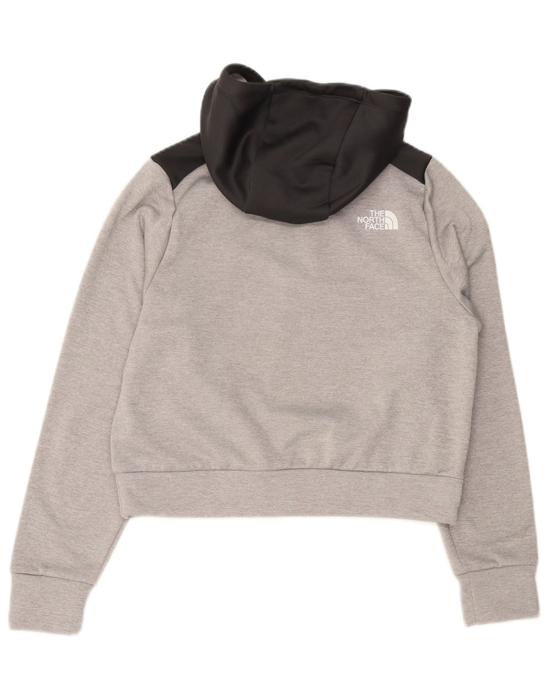THE NORTH FACE Dame Crop Hoodie Jumper UK 12 Medium Grey Colourblock