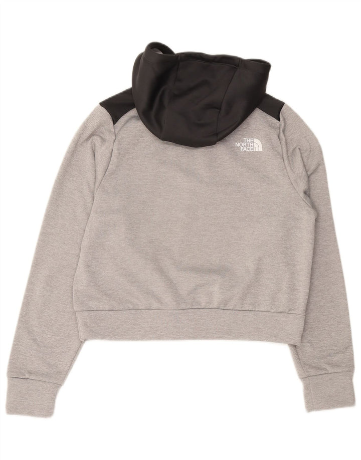 THE NORTH FACE Dame Crop Hoodie Jumper UK 12 Medium Grey Colourblock
