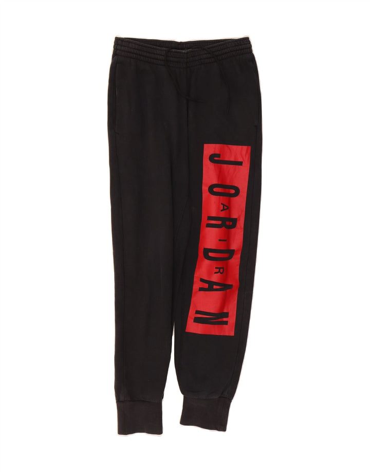 JORDAN Mens Graphic Tracksuit Trousers Joggers Small  Black Cotton Vintage Jordan and Second-Hand Jordan from Messina Hembry 