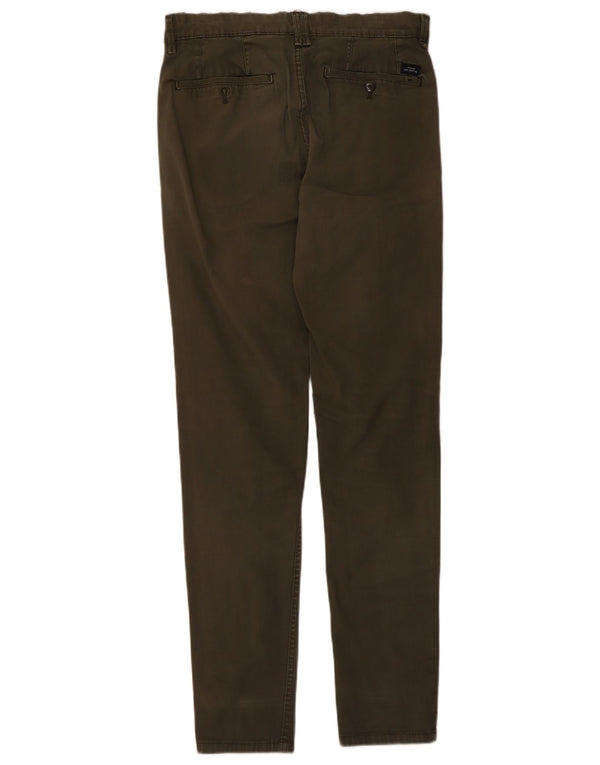 Zara Herre Skinny Chino Bukser EU 38 Small W30 L30 Khaki Bomuld