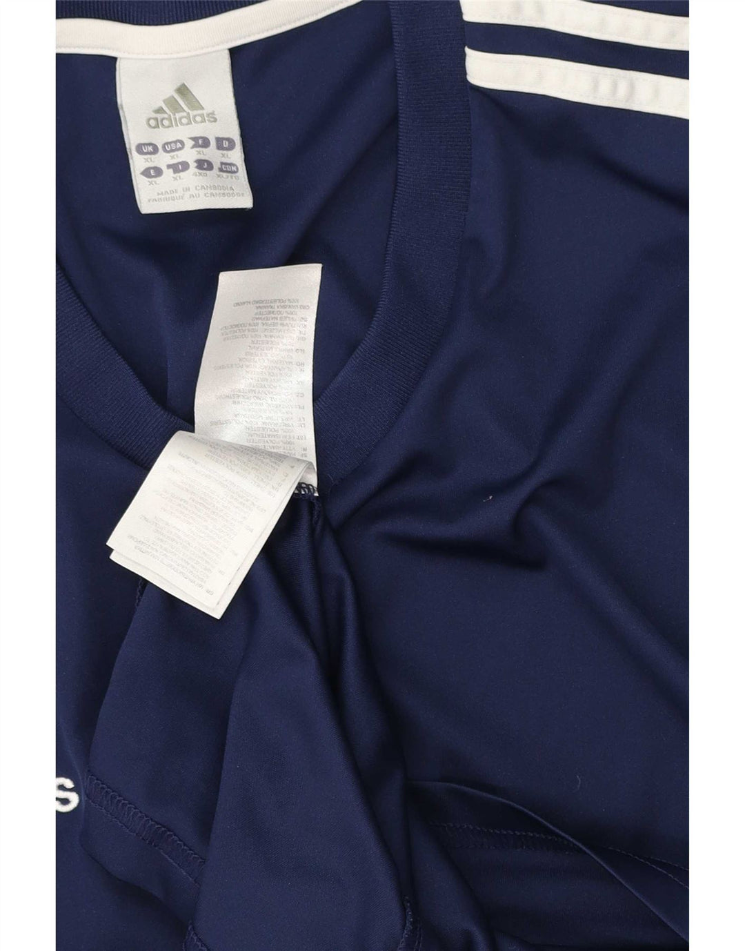 Adidas Herre Climalite T-Shirt Top XL Marineblå stribet polyester