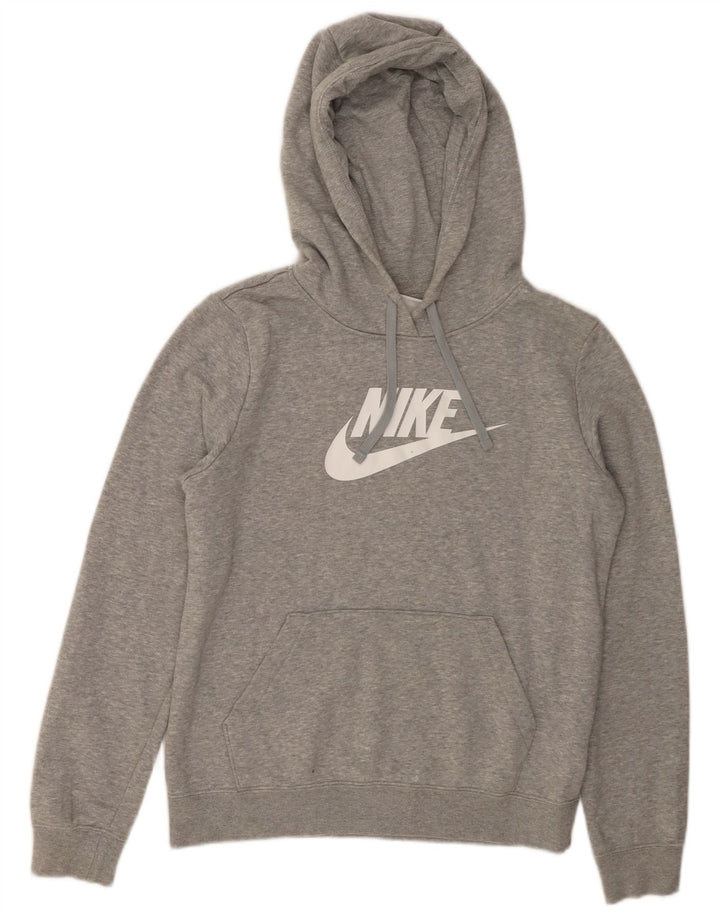 NIKE Oversized grafisk hættetrøjetrøje til kvinder UK 6 XS Grå Flecked Bomuld