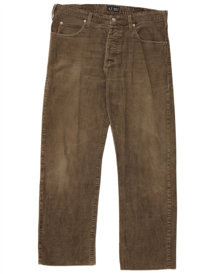 ARMANI Straight Casual bukser til mænd W34 L29 Khaki Bomuld
