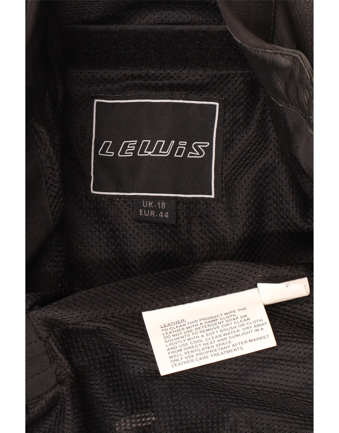 LEWIS dame bikerjakke i læder UK 18 XL sort læder