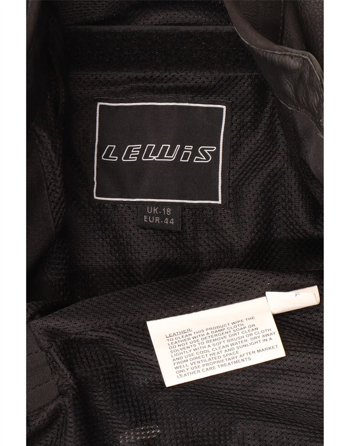 LEWIS dame bikerjakke i læder UK 18 XL sort læder