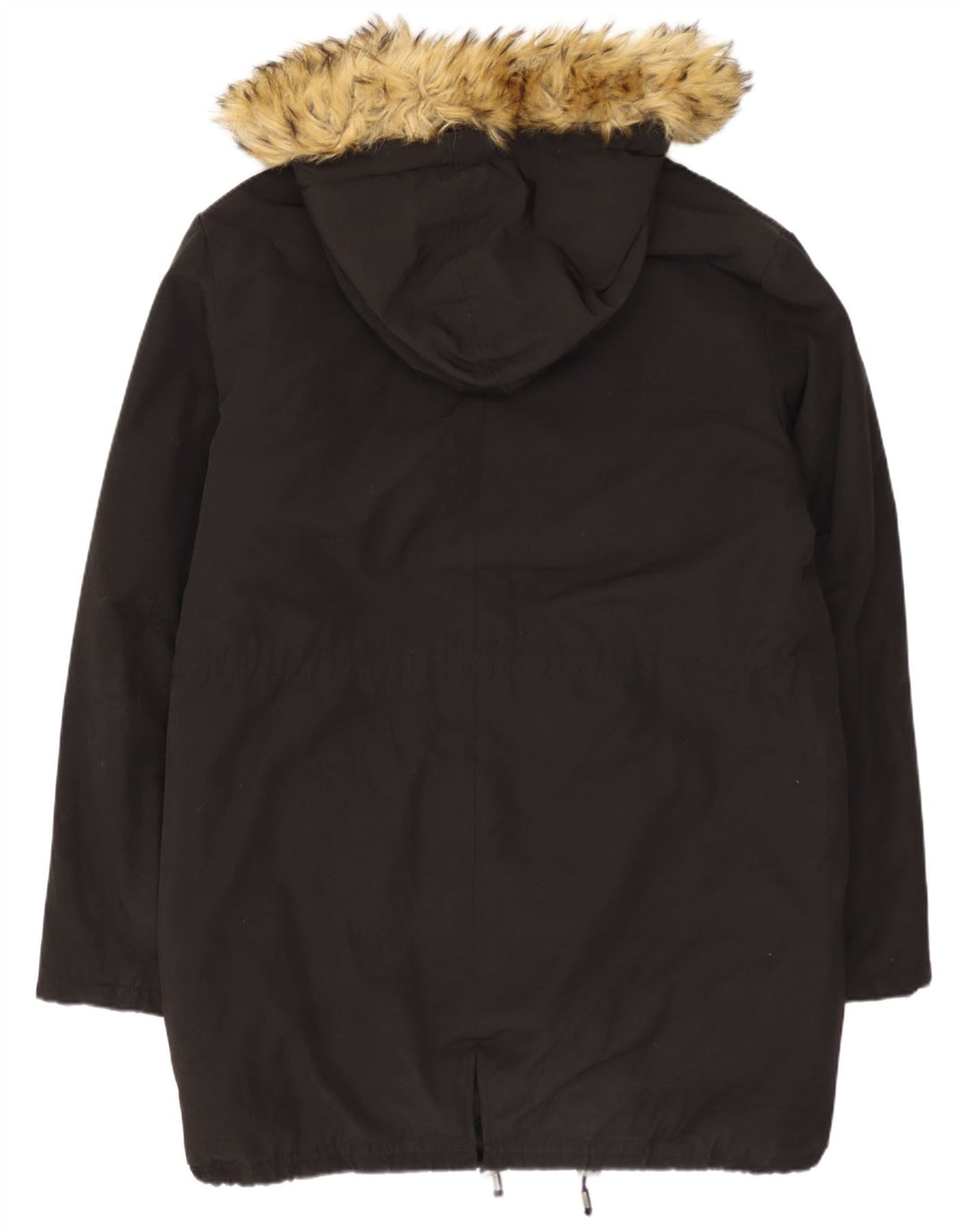 Zara Herre Hooded Parka Jacket UK 40 Large Black Bomuld