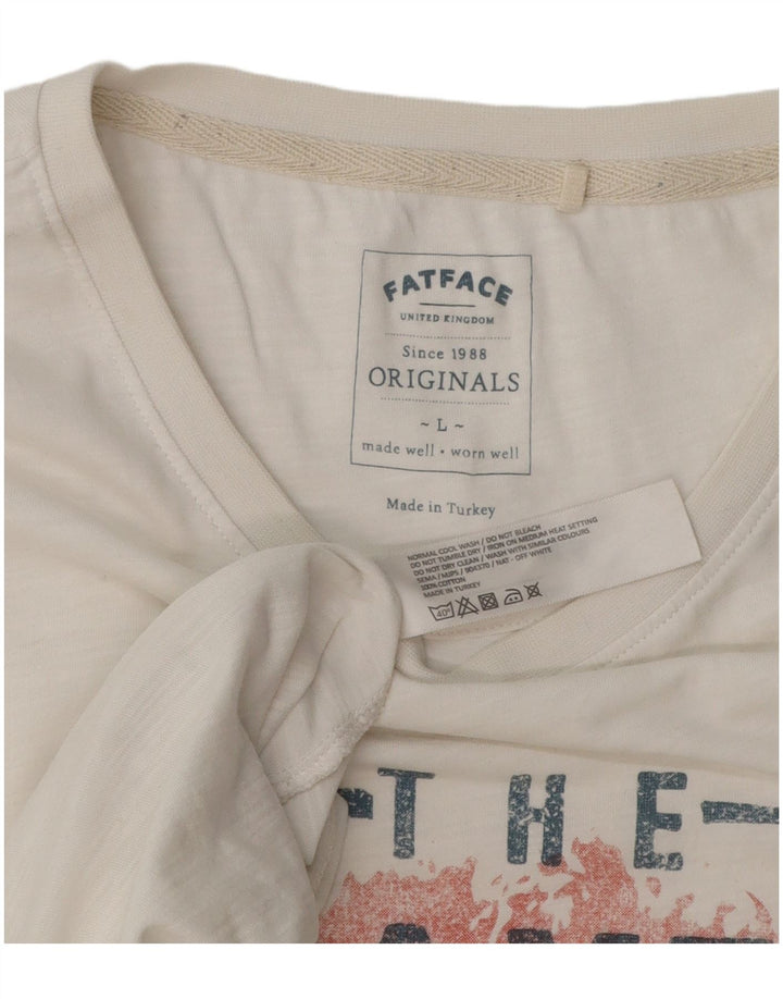 Fat Face Herre Grafisk T-Shirt Top Stor Hvid Bomuld