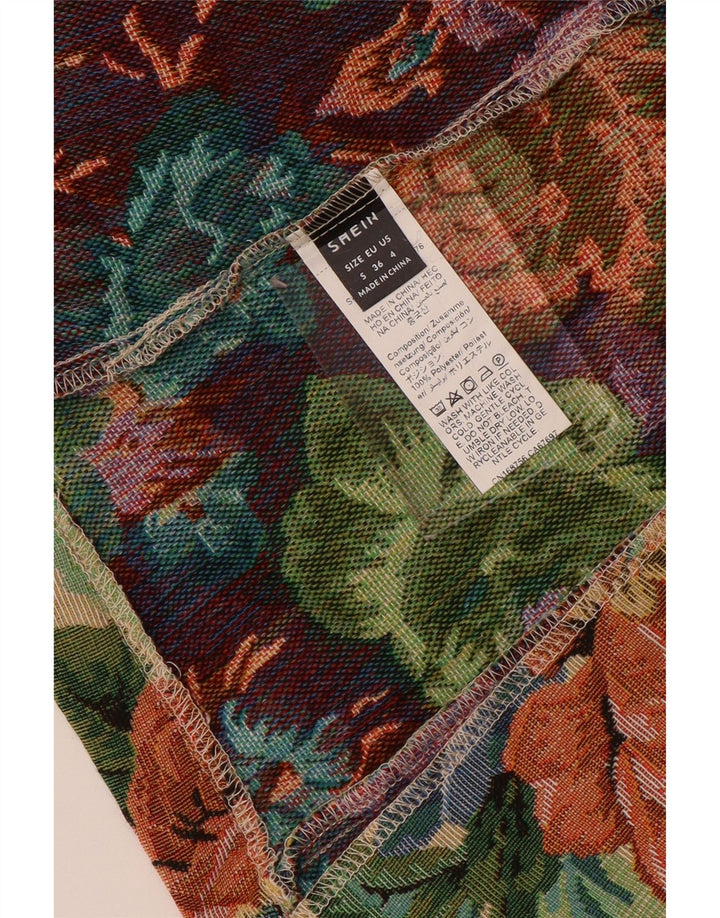 SHEIN Damevest UK 10 Lille flerfarvet blomsterpolyester