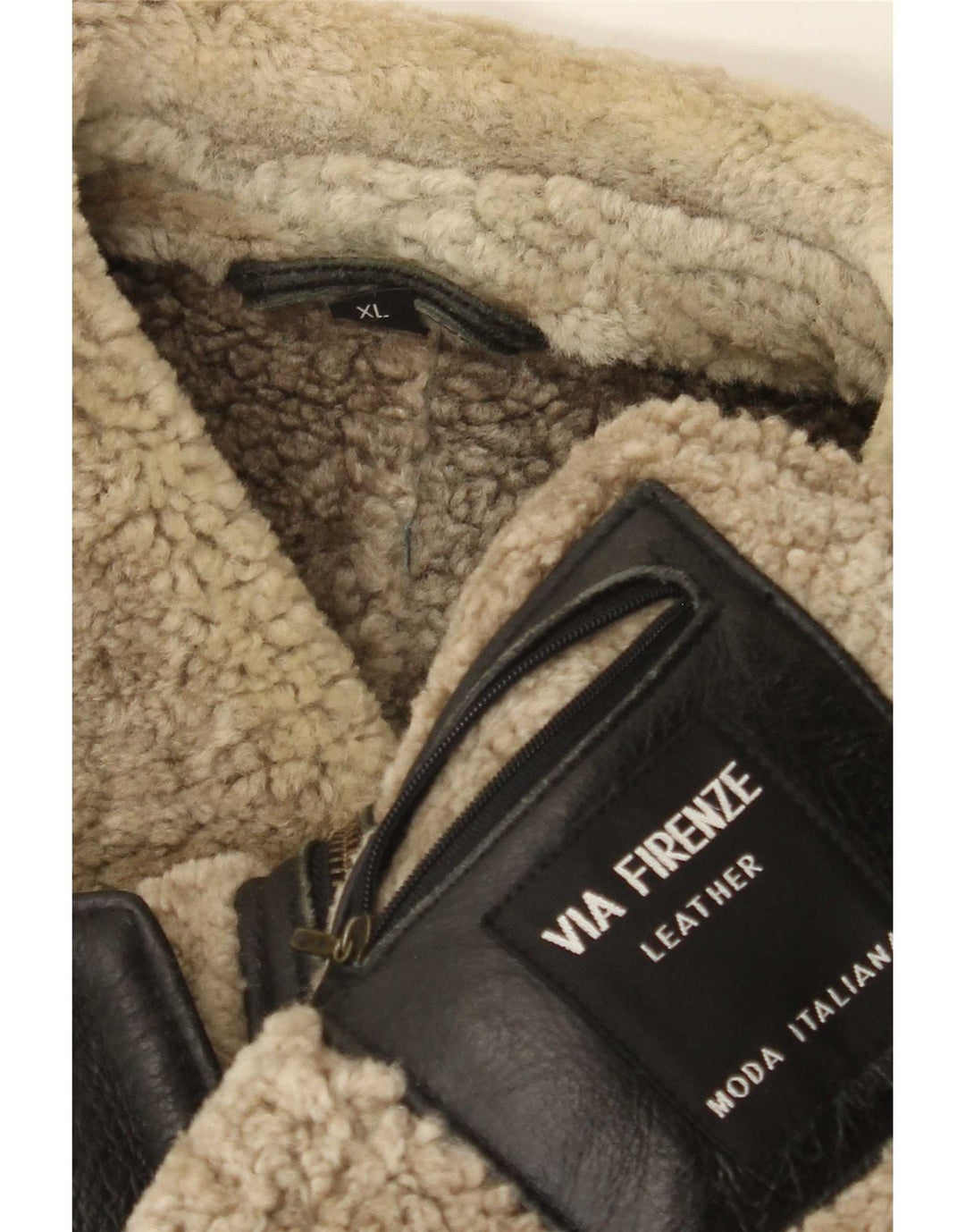 Firenze Herre Shearling Jacket UK 42 XL sort læder