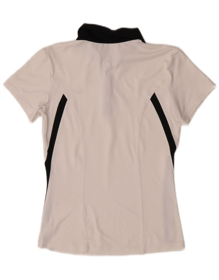 Nike Dame Dri Fit Polo Shirt UK 10 Small White Colourblock