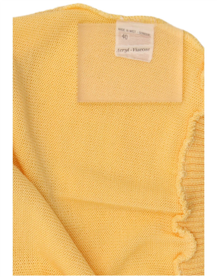 Vintage Dame Boat Neck Jumper Sweater EU 40 Medium Gul Geometrisk