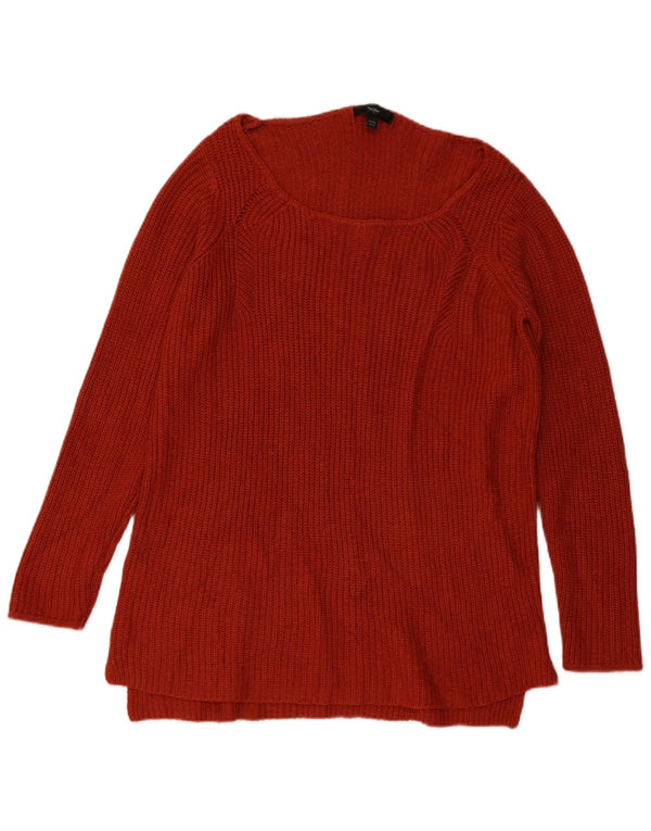 Mossimo Dame Longline Boat Neck Jumper Sweater UK 20 2XL Burgundy Akryl