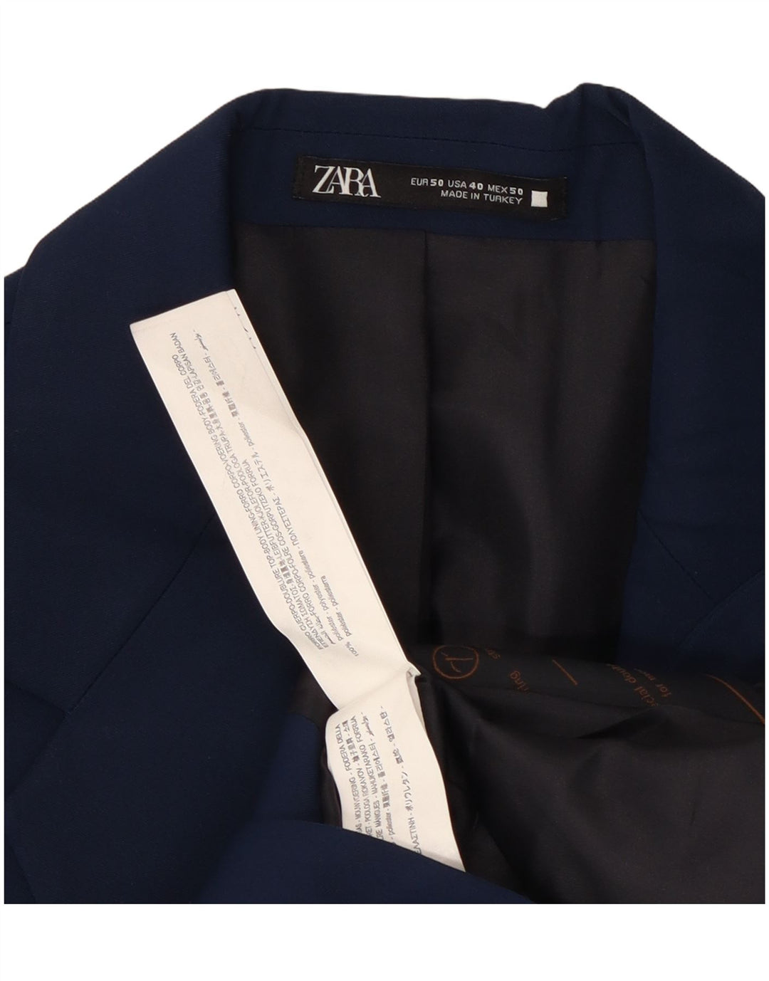 Zara Herre 2-knaps blazerjakke EU 50 Medium Navyblå Polyester